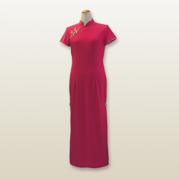 シンプル和柄チャイナドレス Lサイズ 11号 ピンク